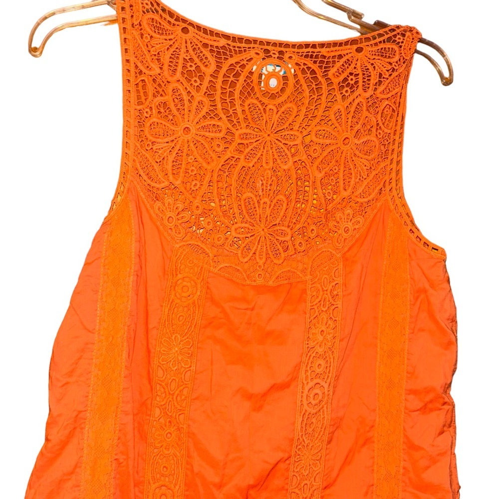 Sundance Amira orange crochet cotton sleeveless dress size M medium - Picture 3 of 5